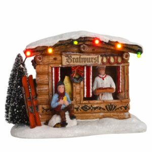 LuVille Kerstdorp Miniatuur Braadworst Marktkraam